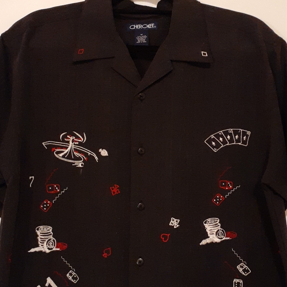 VEGAS BABY CHEROKEE sueded Black Casino shirt Med